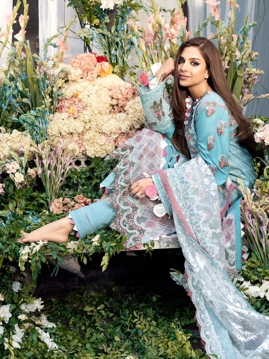 A Floral Dream By Maryam Hussain Stitched 3 Piece Embroidered Lawn Suit MH23 06 Crystal - Luxury Collection Brand Mafia by Zonash