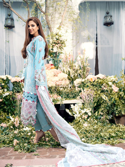 A Floral Dream By Maryam Hussain Stitched 3 Piece Embroidered Lawn Suit MH23 06 Crystal - Luxury Collection Brand Mafia by Zonash