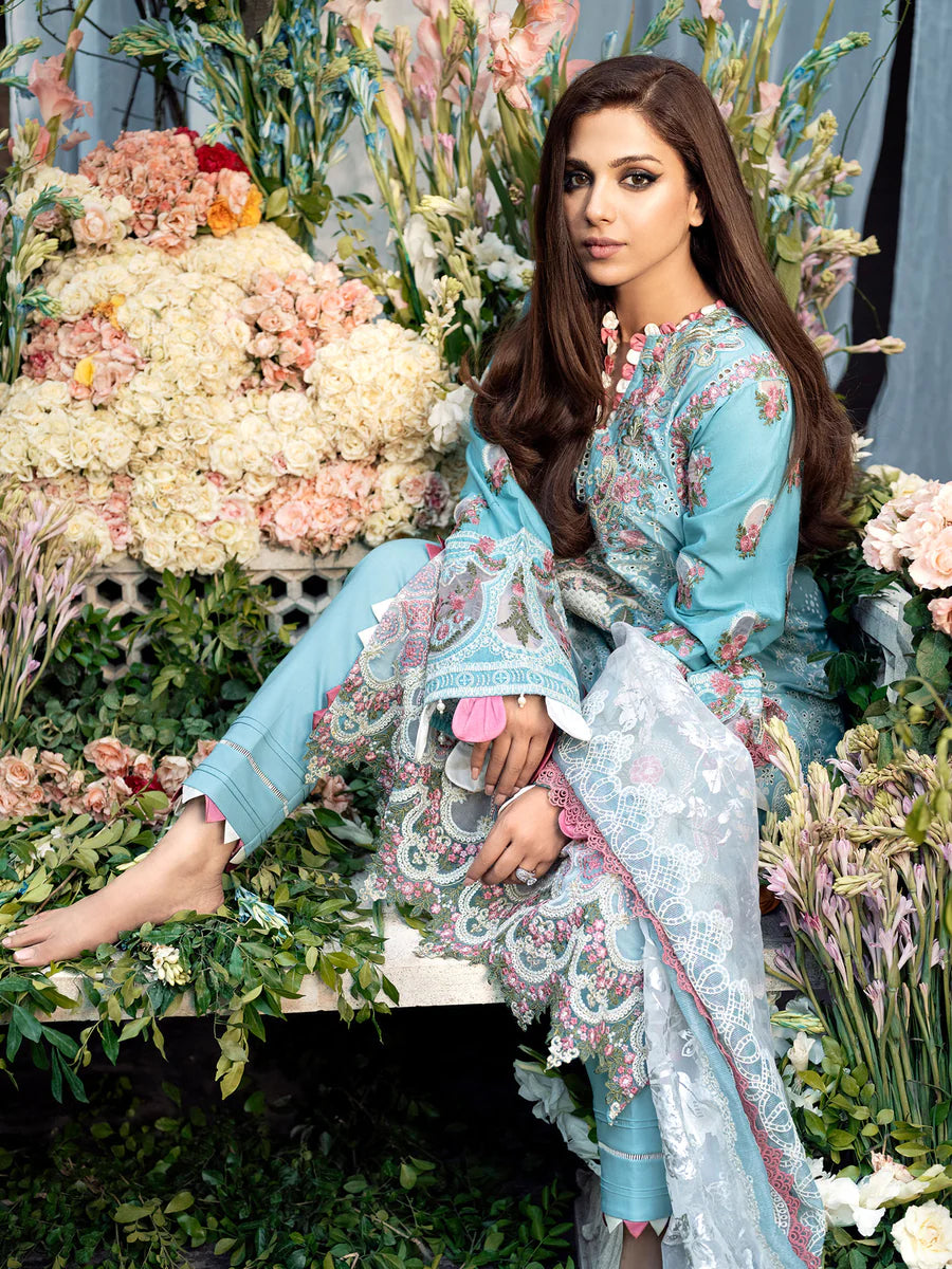 A Floral Dream By Maryam Hussain Stitched 3 Piece Embroidered Lawn Suit MH23 06 Crystal - Luxury Collection Brand Mafia by Zonash