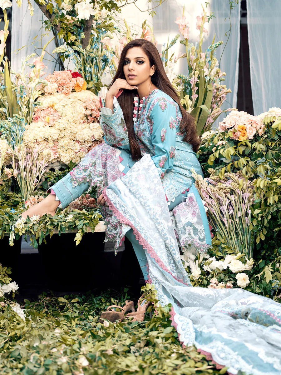 A Floral Dream By Maryam Hussain Stitched 3 Piece Embroidered Lawn Suit MH23 06 Crystal - Luxury Collection Brand Mafia by Zonash