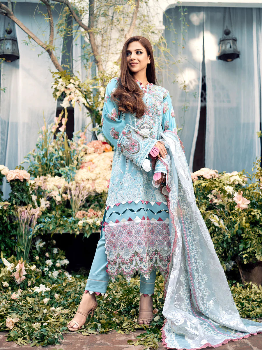 A Floral Dream By Maryam Hussain Stitched 3 Piece Embroidered Lawn Suit MH23 06 Crystal - Luxury Collection Brand Mafia by Zonash