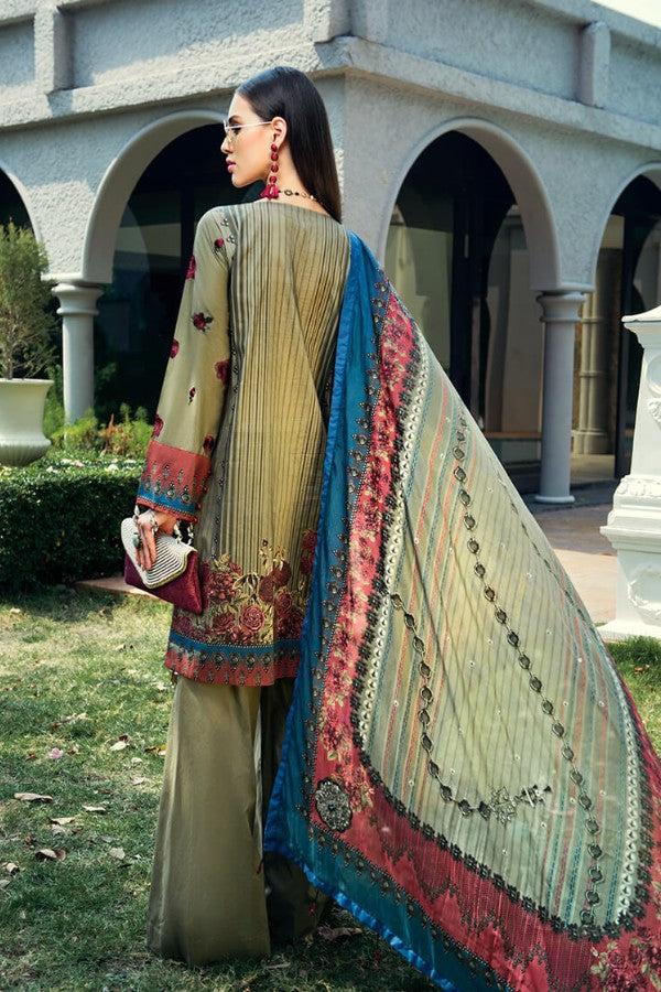 AUJ Unstitched 3 Piece Embroidered Lawn Suit Fleur De Luxe D04 - Luxury Collection Brand Mafia by Zonash