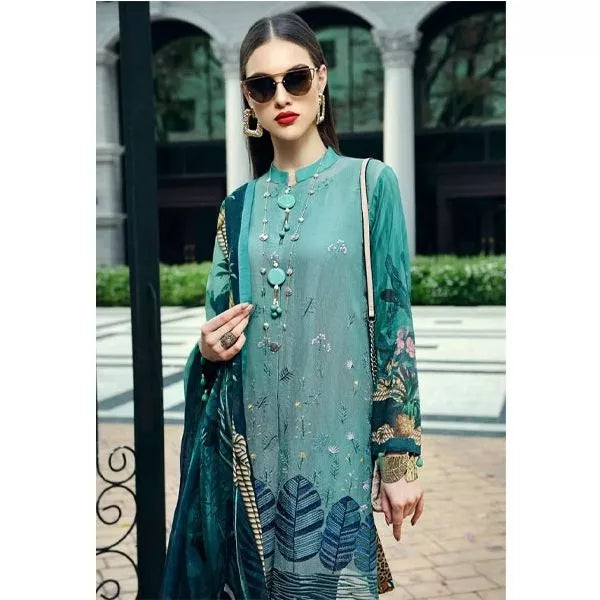 AUJ Unstitched 3 Piece Embroidered Lawn Suit Fleur De Luxe D05 - Luxury Collection Brand Mafia by Zonash