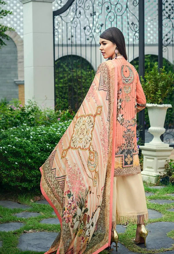 AUJ Unstitched 3 Piece Embroidered Lawn Suit Fleur De Luxe D10 - Luxury Collection Brand Mafia by Zonash