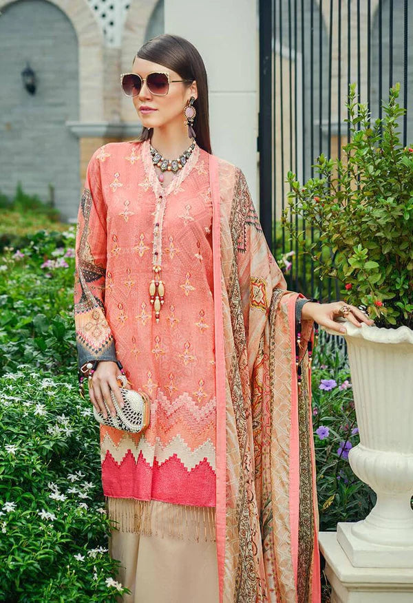 AUJ Unstitched 3 Piece Embroidered Lawn Suit Fleur De Luxe D10 - Luxury Collection Brand Mafia by Zonash