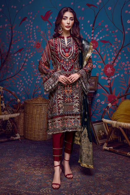 Adan's Libas - Barroco Stitched 3 Piece Embroidered Chiffon Suit - Adora - Luxury Formals Collection Brand Mafia by Zonash