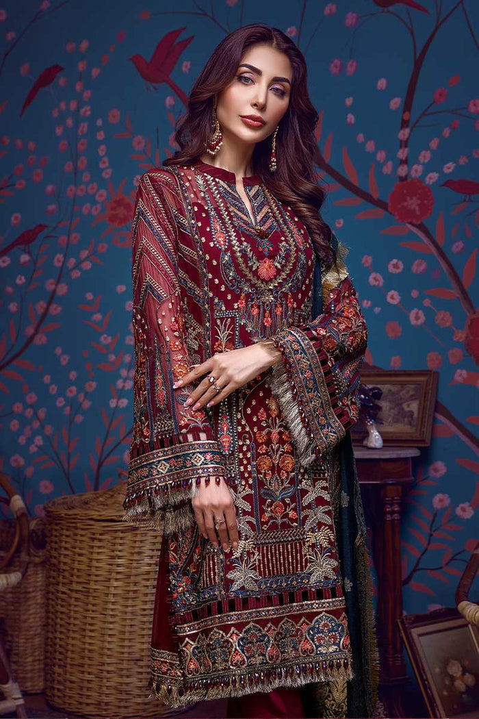 Adan's Libas - Barroco Stitched 3 Piece Embroidered Chiffon Suit - Adora - Luxury Formals Collection Brand Mafia by Zonash