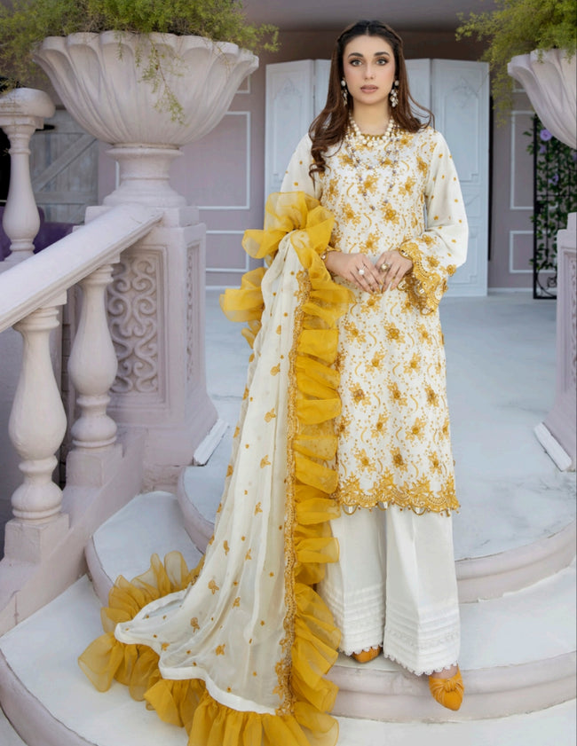 Adan's Libas Chantelle Chikankari Unstitched 3 Piece Embroidered Lawn Suit - D-03 - Summer Collection 2023 Brand Mafia by Zonash