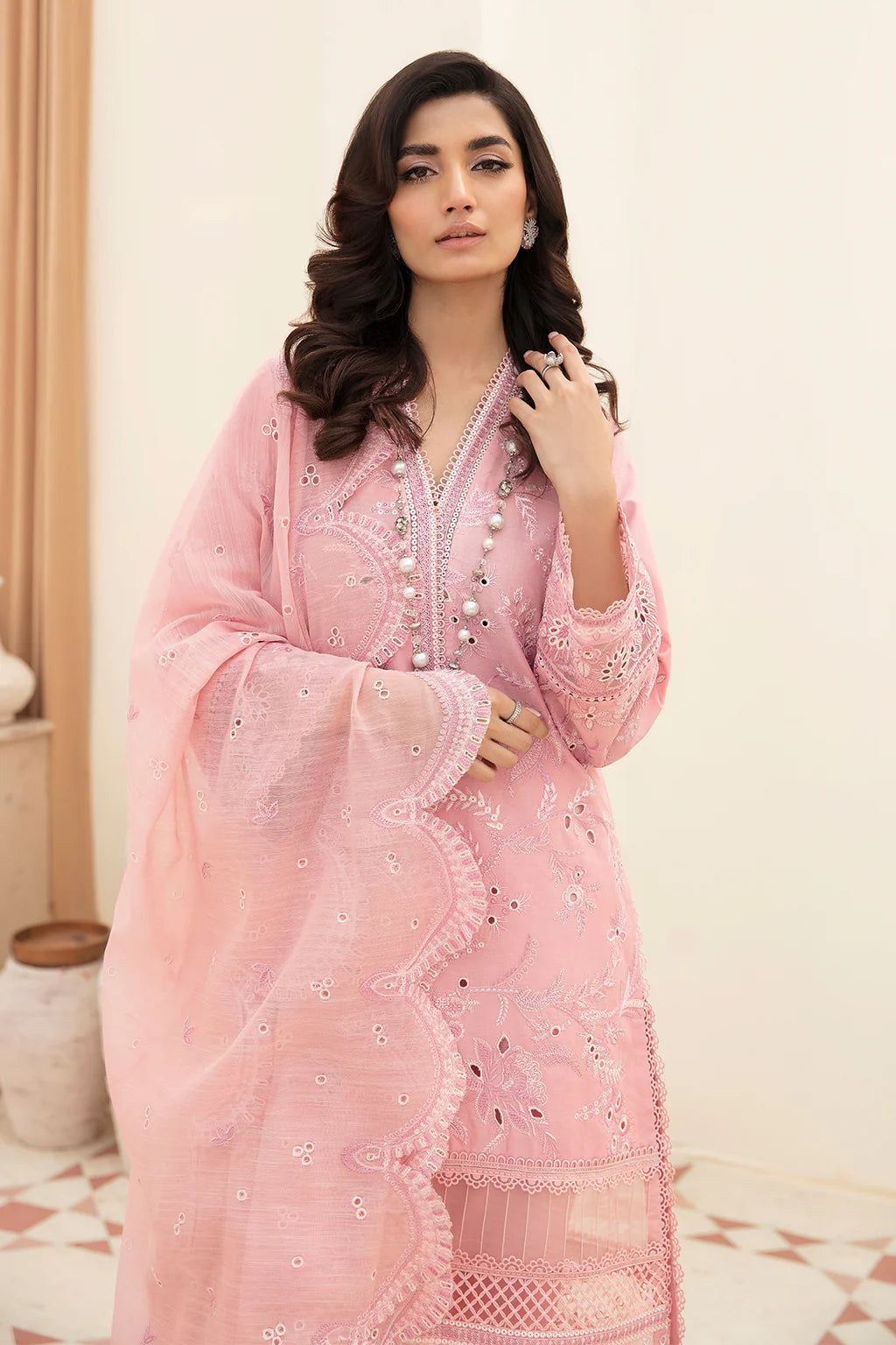 Afrozeh Unstitched 3 Piece Embroidered Lawn Suit FCAF23 AL-23-V3-02 Peony - Festive Collection Brand Mafia by Zonash