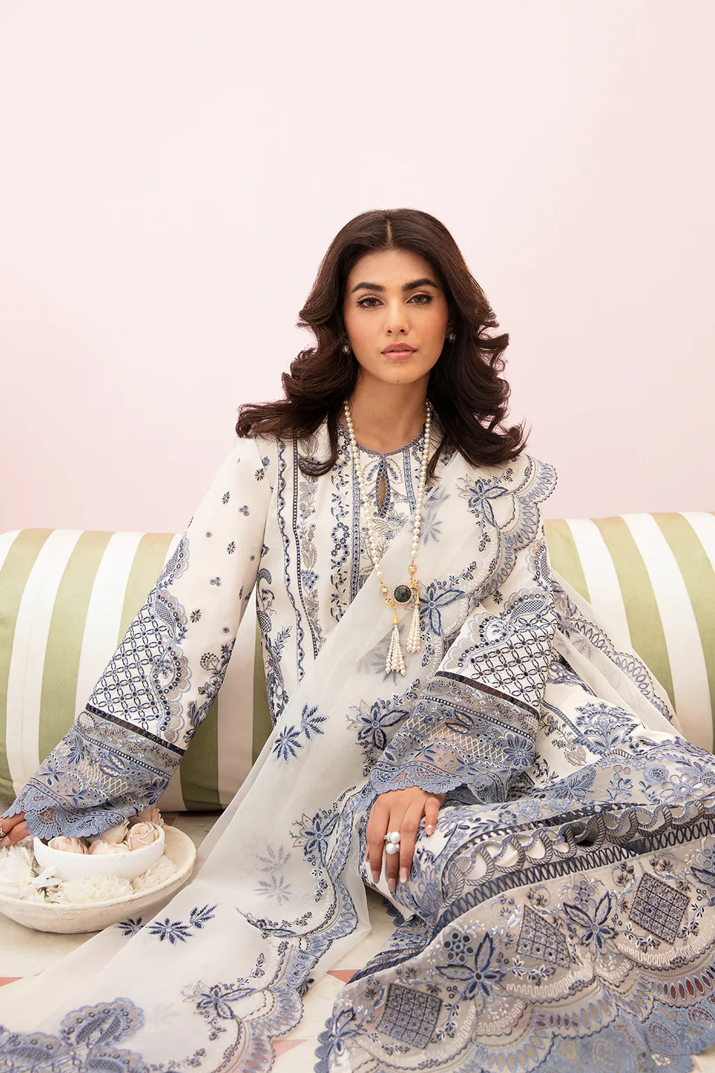 Afrozeh Unstitched 3 Piece Embroidered Lawn Suit FCAF23 AL-23-V3-05 Snow Lagoon - Festive Collection Brand Mafia by Zonash