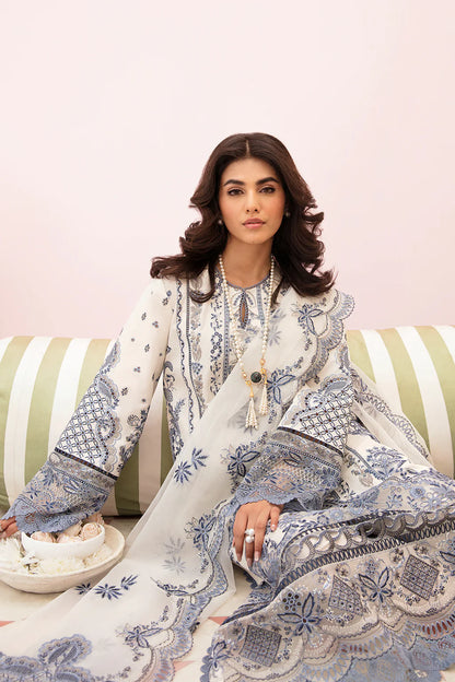 Afrozeh Unstitched 3 Piece Embroidered Lawn Suit FCAF23 AL-23-V3-05 Snow Lagoon - Festive Collection Brand Mafia by Zonash