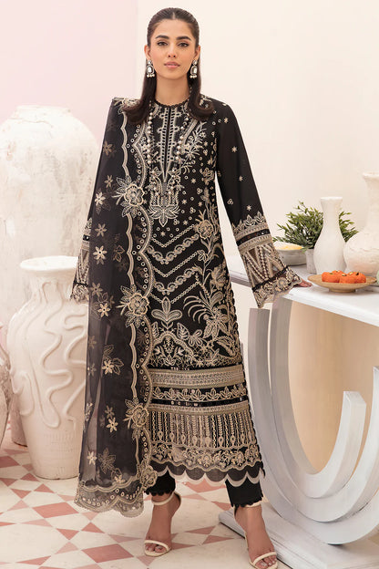 Afrozeh Unstitched 3 Piece Embroidered Lawn Suit FCAF23 AL-23-V3-07 Noir - Festive Collection Brand Mafia by Zonash