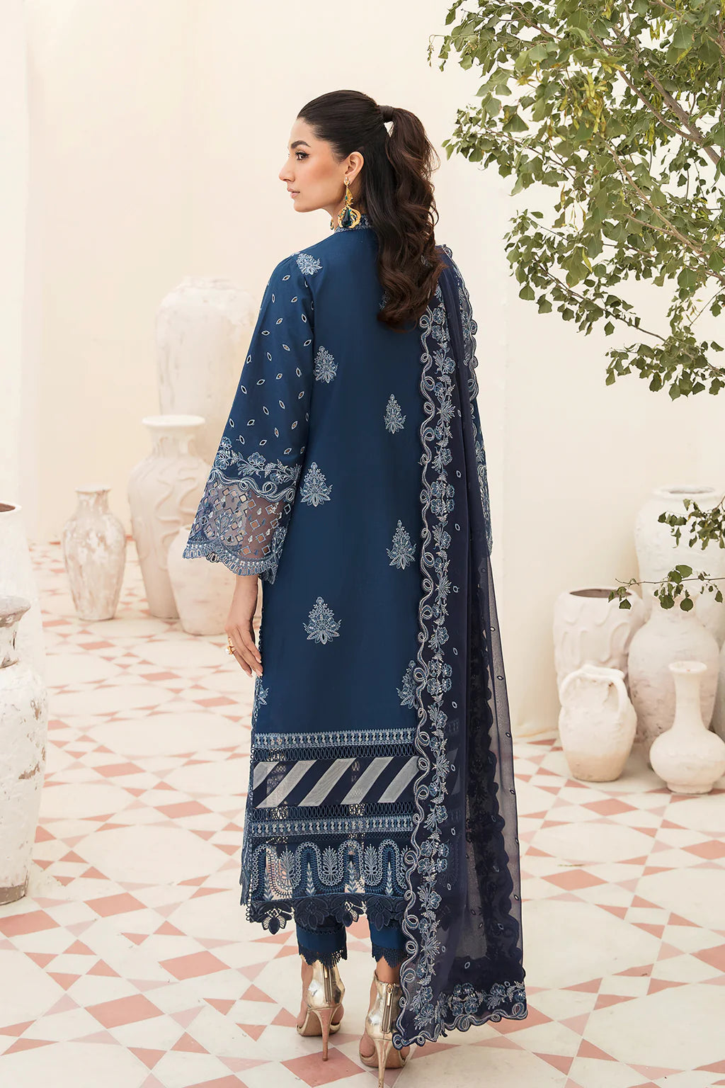 Afrozeh Unstitched 3 Piece Embroidered Lawn Suit FCAF23 AL-23-V3-09 Azur - Festive Collection Brand Mafia by Zonash