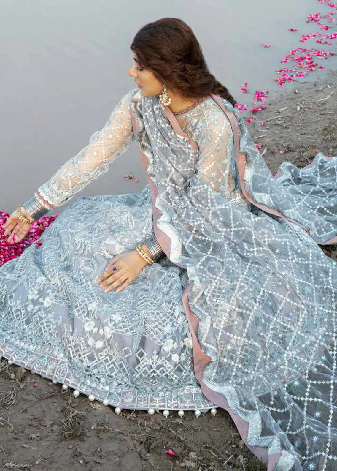 Alif by AJR Couture Unstitched 3 Piece Embroidered Net Suit AJR22GK AGK-04 Inayat - Wedding Collection Brand Mafia by Zonash