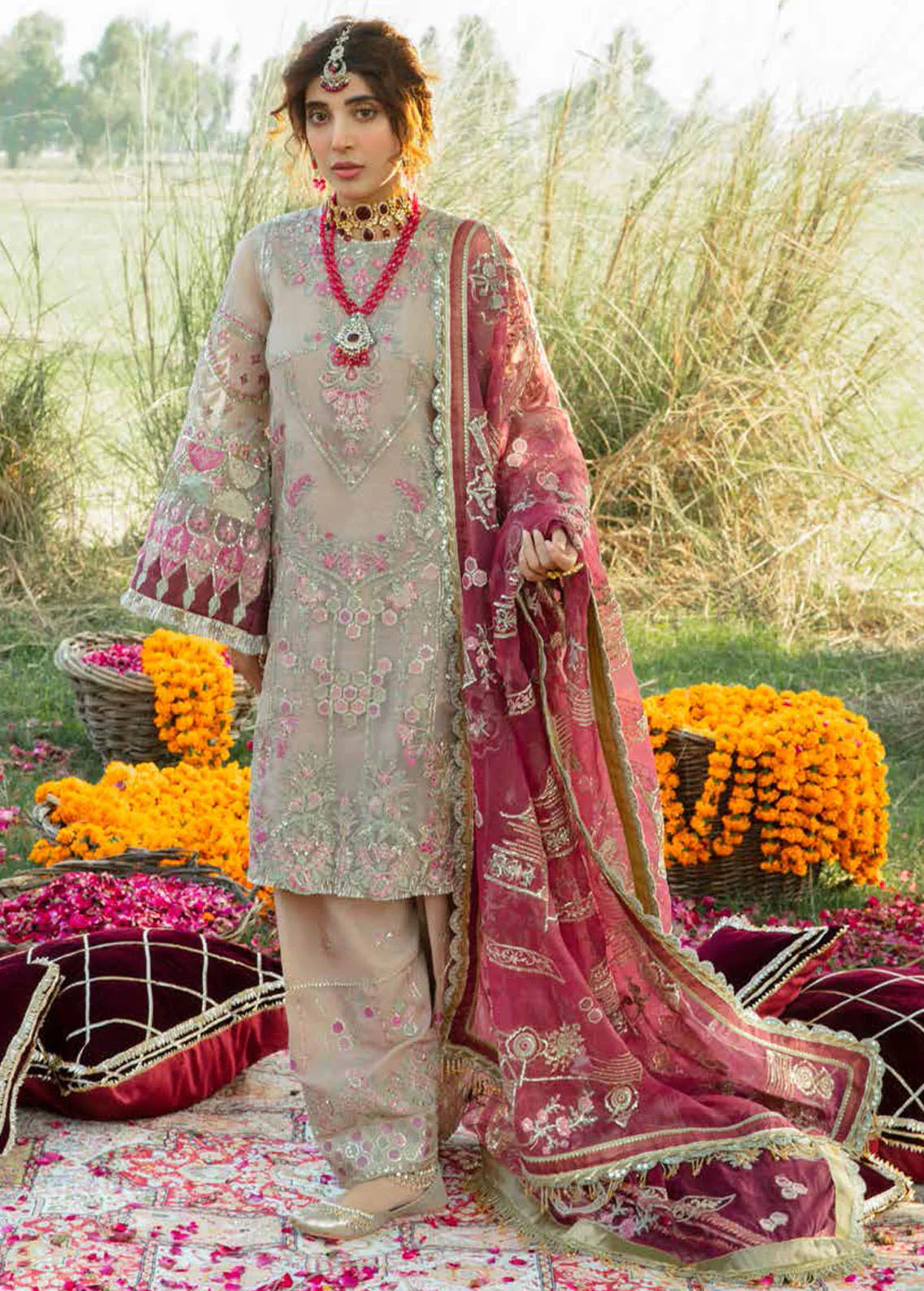 Alif by AJR Couture Unstitched 3 Piece Embroidered Organza Suit AJR22GK AGK-02 Markaz - Wedding Collection Brand Mafia by Zonash