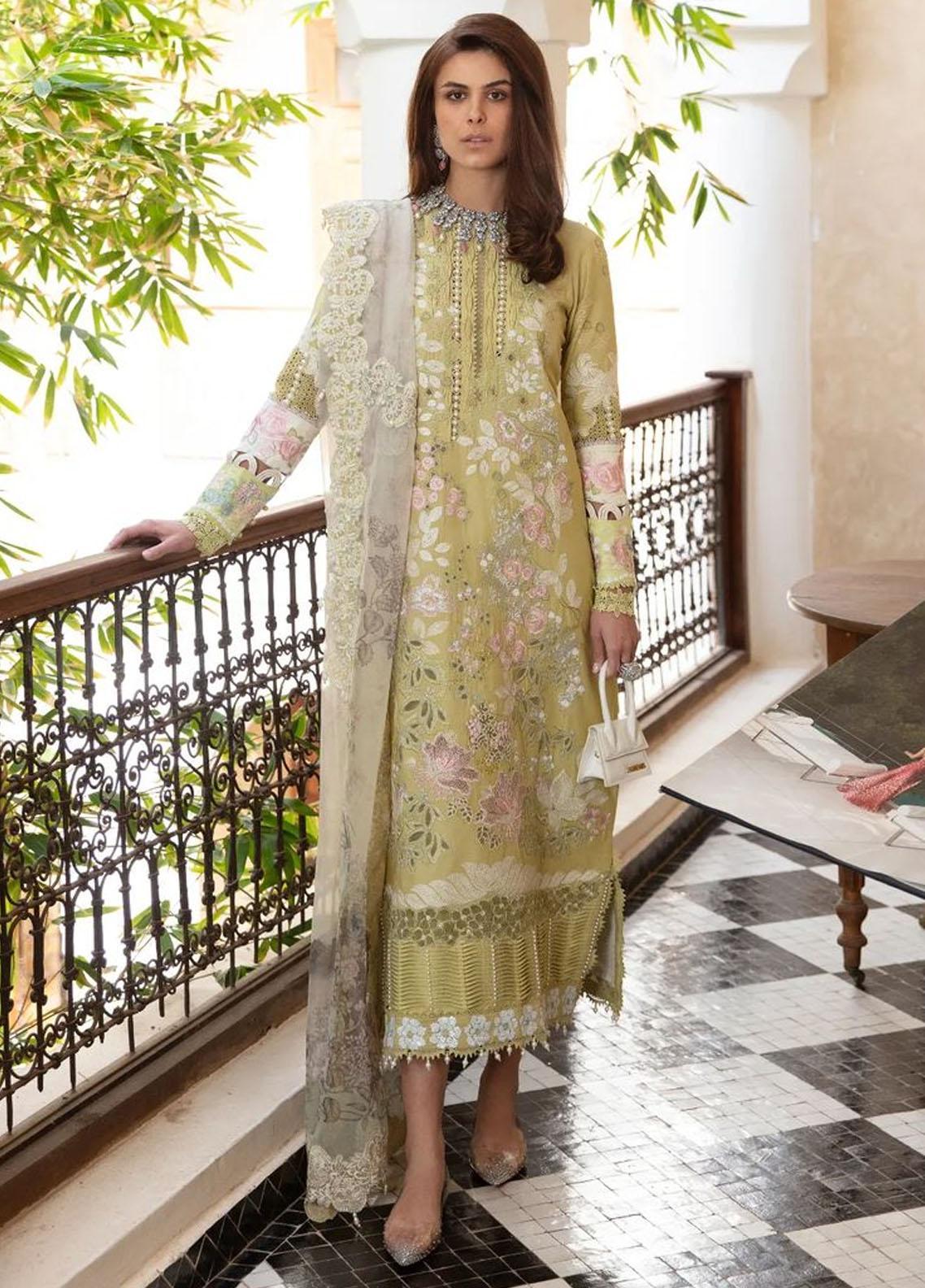 Amaani By Republic Womenswear Unstitched 3 Piece Embroidered Lawn Suit RW23A D-7A Linaria - Luxury Eid Collection Brand Mafia by Zonash