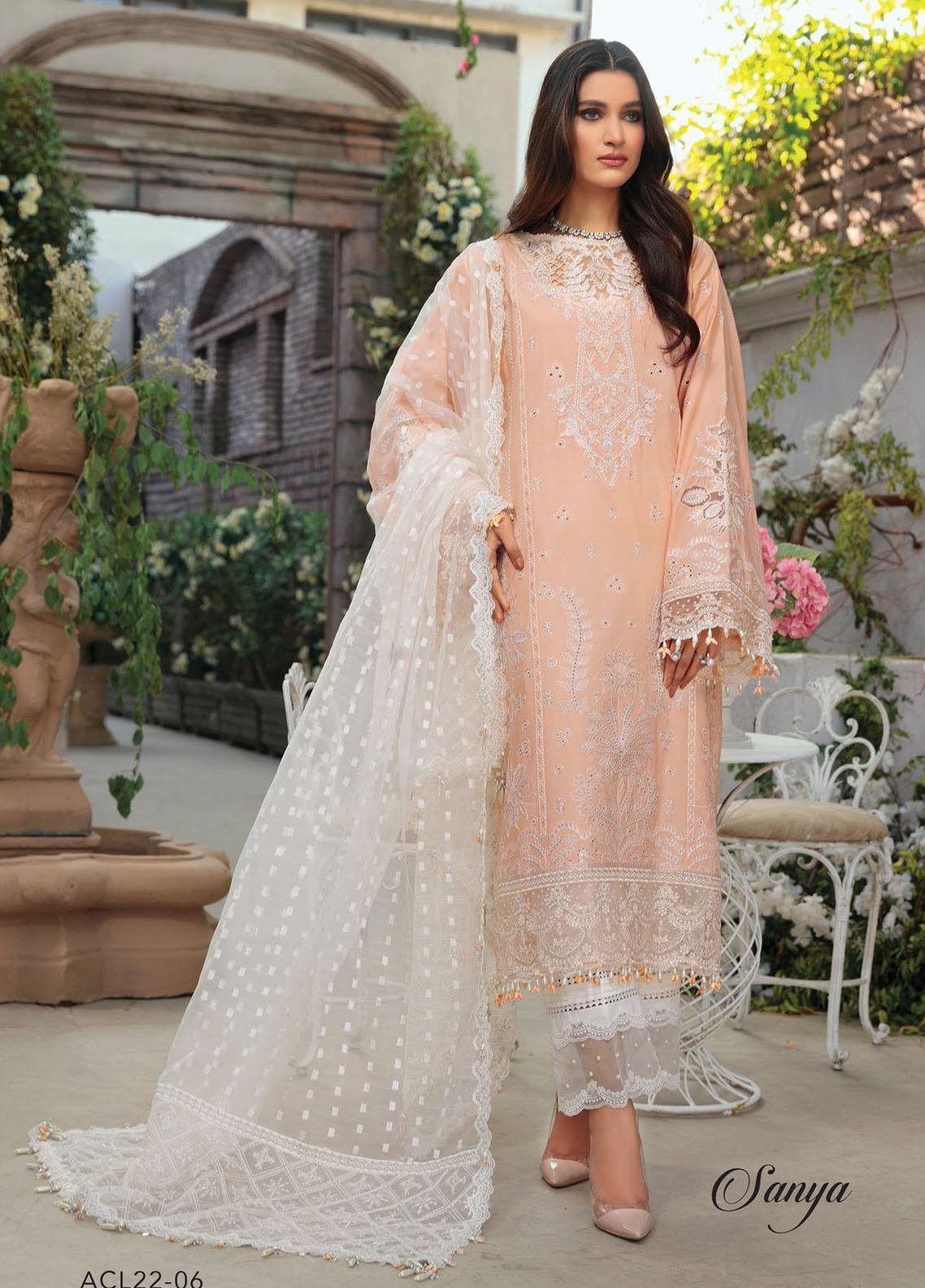 Anaya By Kiran Chaudhry Stitched 3 Piece Embroidered Lawn Suit ACL22-06-Sanya - Luxury Collection Brand Mafia by Zonash