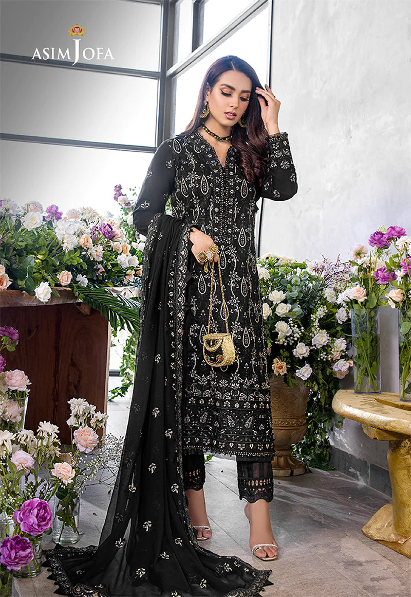 Asim Jofa Unstitched 3 Piece Embroidered Lawn Suit AJ22E AJCK-08 - Eid Collection Brand Mafia by Zonash