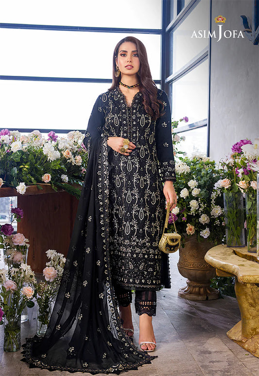 Asim Jofa Unstitched 3 Piece Embroidered Lawn Suit AJ22E AJCK-08 - Eid Collection Brand Mafia by Zonash