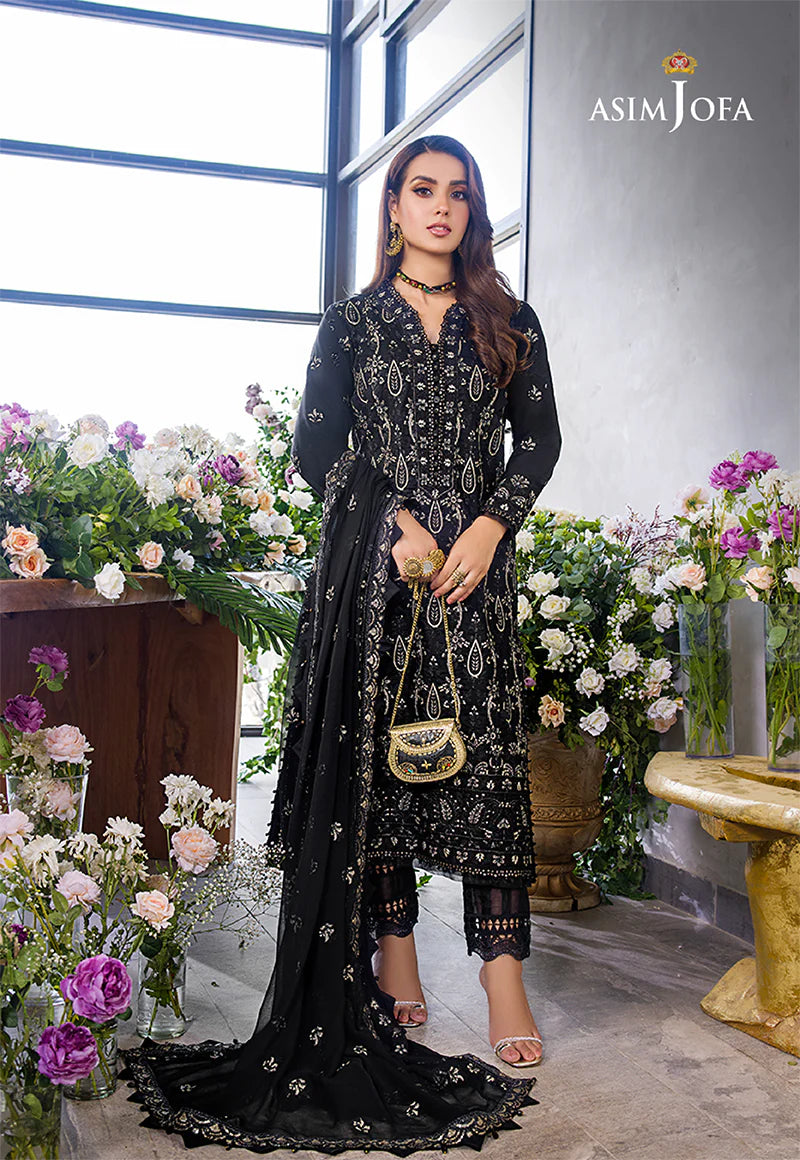 Asim Jofa Unstitched 3 Piece Embroidered Lawn Suit AJ22E AJCK-08 - Eid Collection Brand Mafia by Zonash