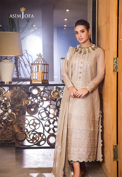 Asim Jofa Unstitched 3 Piece Embroidered Organza Suit AJ22E AJCK-12 - Eid Collection Brand Mafia by Zonash