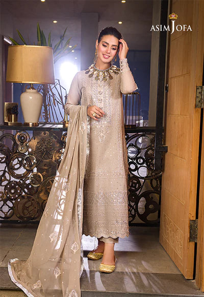 Asim Jofa Unstitched 3 Piece Embroidered Organza Suit AJ22E AJCK-12 - Eid Collection Brand Mafia by Zonash