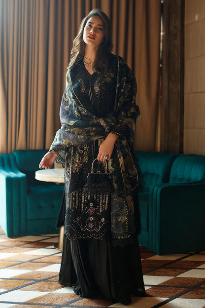 Astoria By Mushq Unstitched 3 Piece Embroidered Lawn Suit MQ23A 02 Olivia - Black - Festive Collection Brand Mafia by Zonash