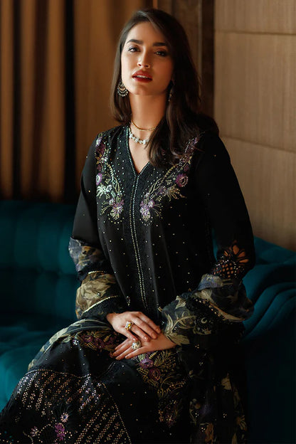 Astoria By Mushq Unstitched 3 Piece Embroidered Lawn Suit MQ23A 02 Olivia - Black - Festive Collection Brand Mafia by Zonash