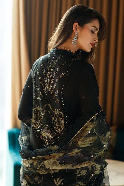 Astoria By Mushq Unstitched 3 Piece Embroidered Lawn Suit MQ23A 02 Olivia - Black - Festive Collection Brand Mafia by Zonash