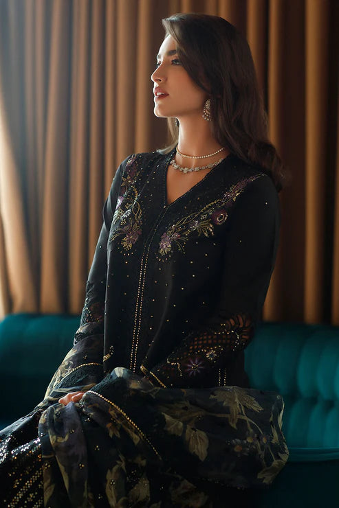 Astoria By Mushq Unstitched 3 Piece Embroidered Lawn Suit MQ23A 02 Olivia - Black - Festive Collection Brand Mafia by Zonash