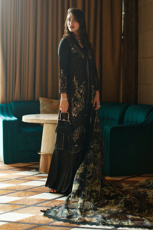 Astoria By Mushq Unstitched 3 Piece Embroidered Lawn Suit MQ23A 02 Olivia - Black - Festive Collection Brand Mafia by Zonash