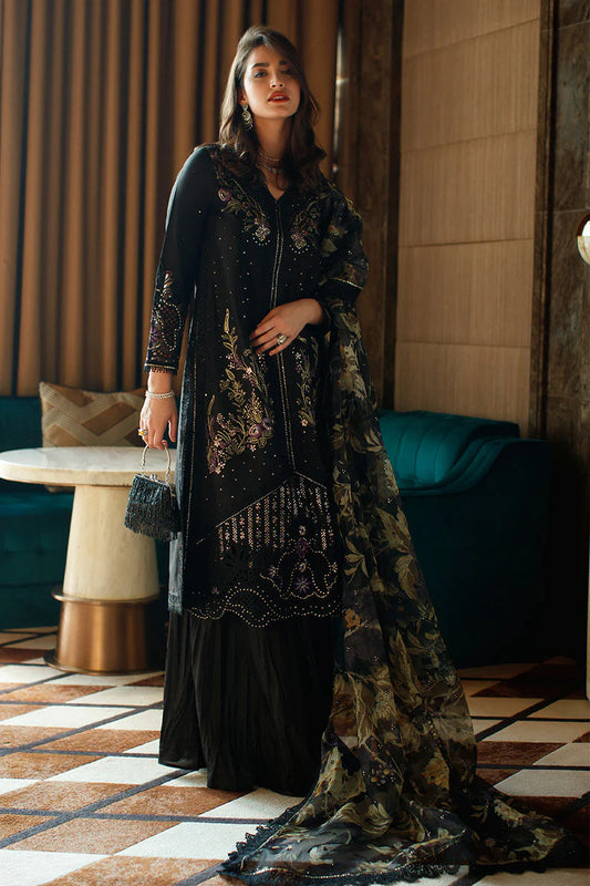 Astoria By Mushq Unstitched 3 Piece Embroidered Lawn Suit MQ23A 02 Olivia - Black - Festive Collection Brand Mafia by Zonash