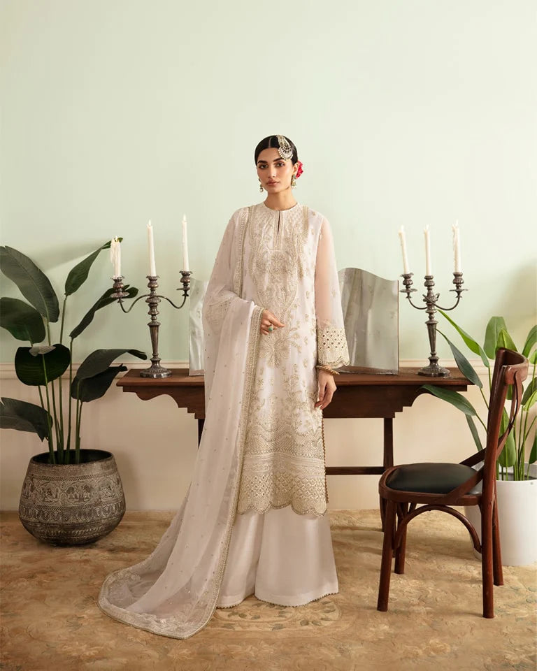 Ayzel By Afrozeh Unstitched 3 Piece Embroidered Chiffon Suit AAF24TW ADK-V1-09 Opal - Luxury Collection Brand Mafia by Zonash