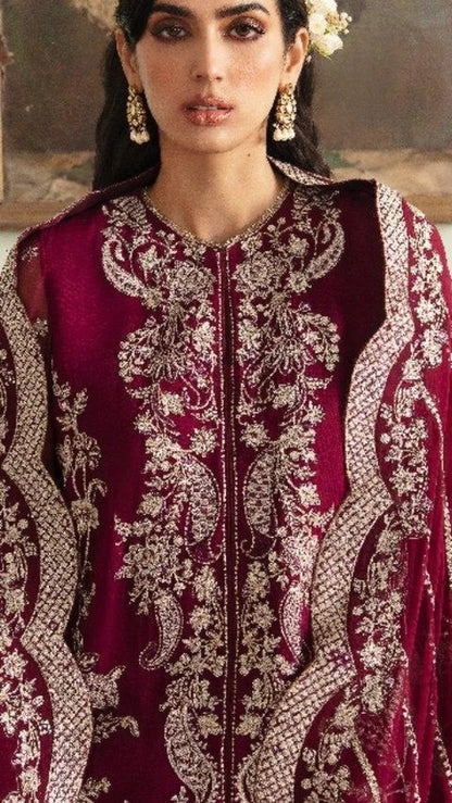 Ayzel By Afrozeh Unstitched 3 Piece Embroidered Chiffon Suit AAF24TW ADK-V1-10 Salvia - Luxury Collection Brand Mafia by Zonash