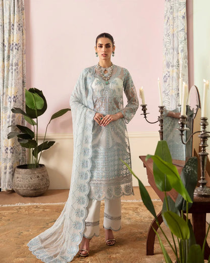 Ayzel By Afrozeh Unstitched 3 Piece Embroidered Organza Suit AAF24TW ADK-V1-07 Viana - Luxury Collection Brand Mafia by Zonash