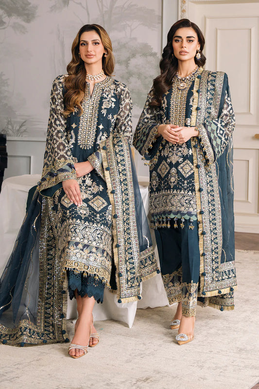 Baroque Chantelle Unstitched 3 Piece Embroidered Chiffon Suit - BQU-CH12-D01 - Luxury Wedding Collection - Brand Mafia by Zonash