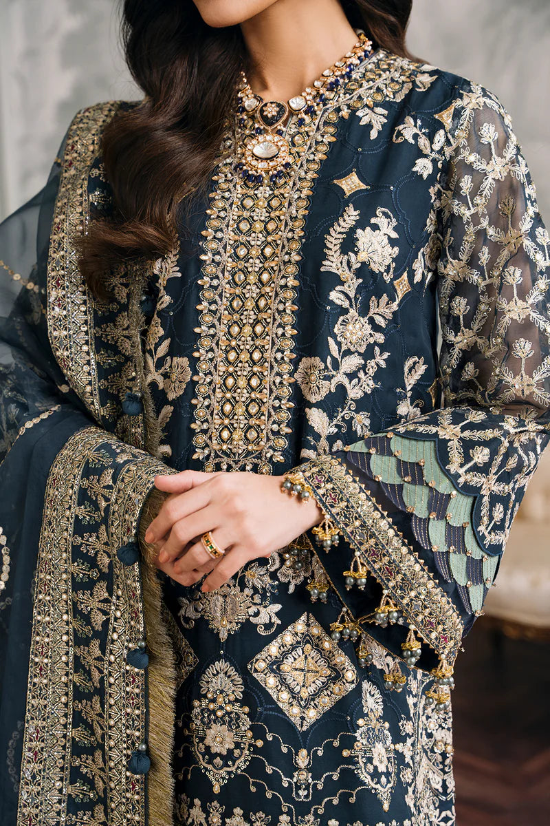 Baroque Chantelle Unstitched 3 Piece Embroidered Chiffon Suit - BQU-CH12-D01 - Luxury Wedding Collection - Brand Mafia by Zonash