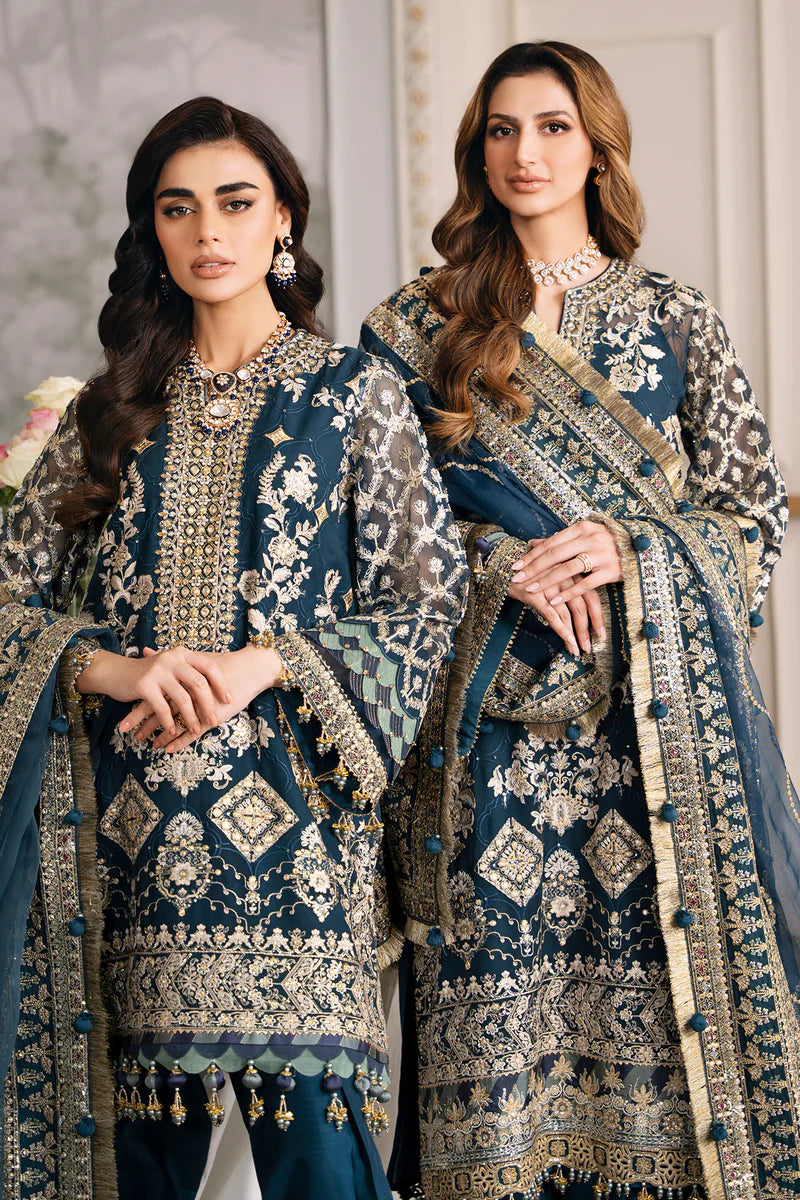 Baroque Chantelle Unstitched 3 Piece Embroidered Chiffon Suit - BQU-CH12-D01 - Luxury Wedding Collection - Brand Mafia by Zonash