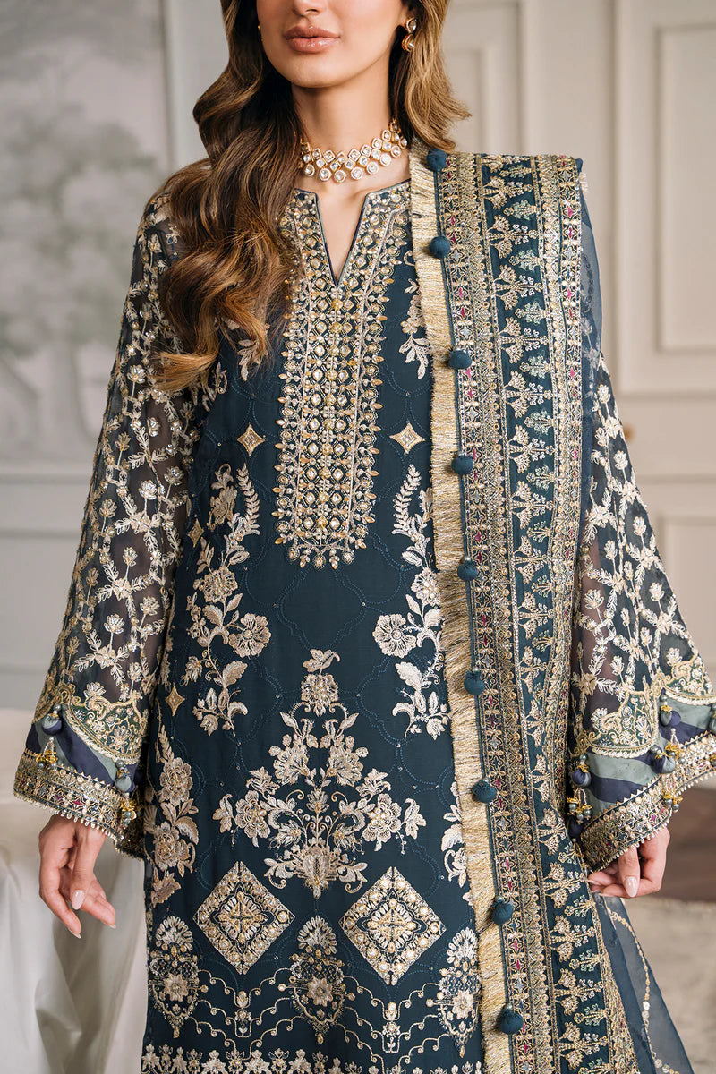 Baroque Chantelle Unstitched 3 Piece Embroidered Chiffon Suit - BQU-CH12-D01 - Luxury Wedding Collection - Brand Mafia by Zonash