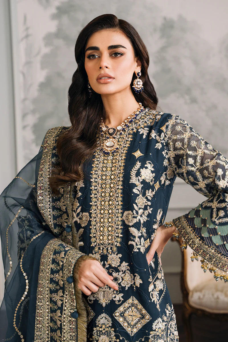 Baroque Chantelle Unstitched 3 Piece Embroidered Chiffon Suit - BQU-CH12-D01 - Luxury Wedding Collection - Brand Mafia by Zonash