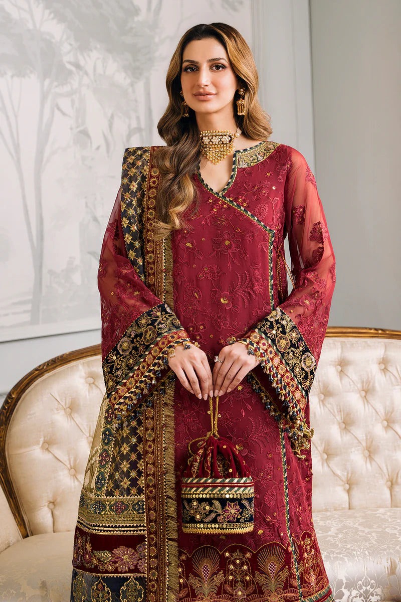 Baroque Chantelle Unstitched 3 Piece Embroidered Chiffon Suit - BQU-CH12-D07 - Luxury Wedding Collection - Brand Mafia by Zonash