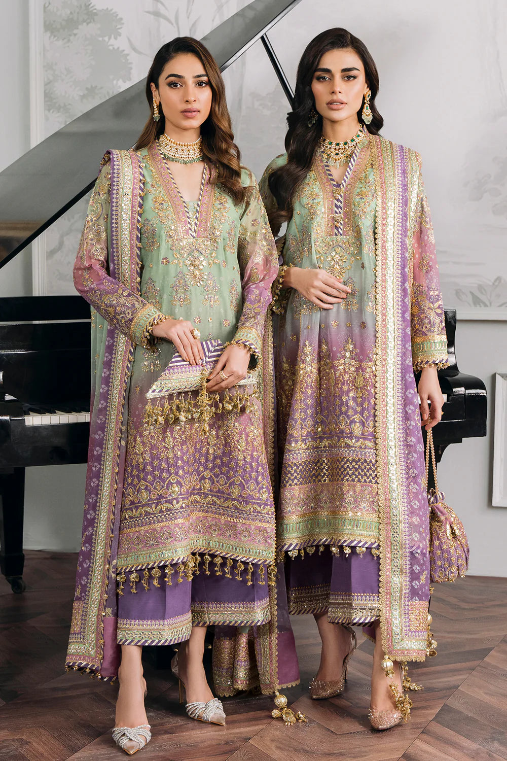 Baroque Chantelle Unstitched 3 Piece Embroidered Chiffon Suit - BQU-CH12-D08 - Luxury Wedding Collection - Brand Mafia by Zonash