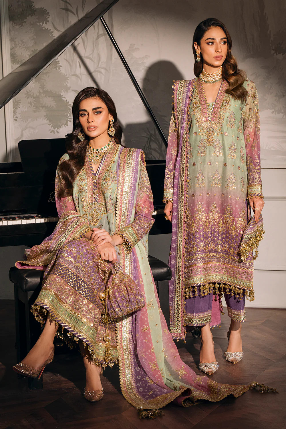 Baroque Chantelle Unstitched 3 Piece Embroidered Chiffon Suit - BQU-CH12-D08 - Luxury Wedding Collection - Brand Mafia by Zonash