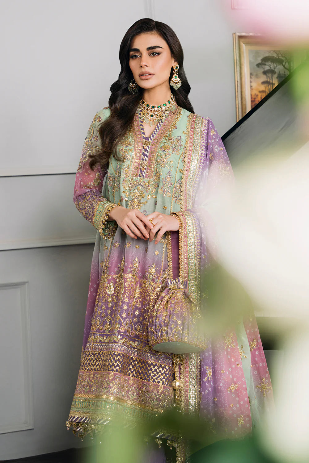 Baroque Chantelle Unstitched 3 Piece Embroidered Chiffon Suit - BQU-CH12-D08 - Luxury Wedding Collection - Brand Mafia by Zonash