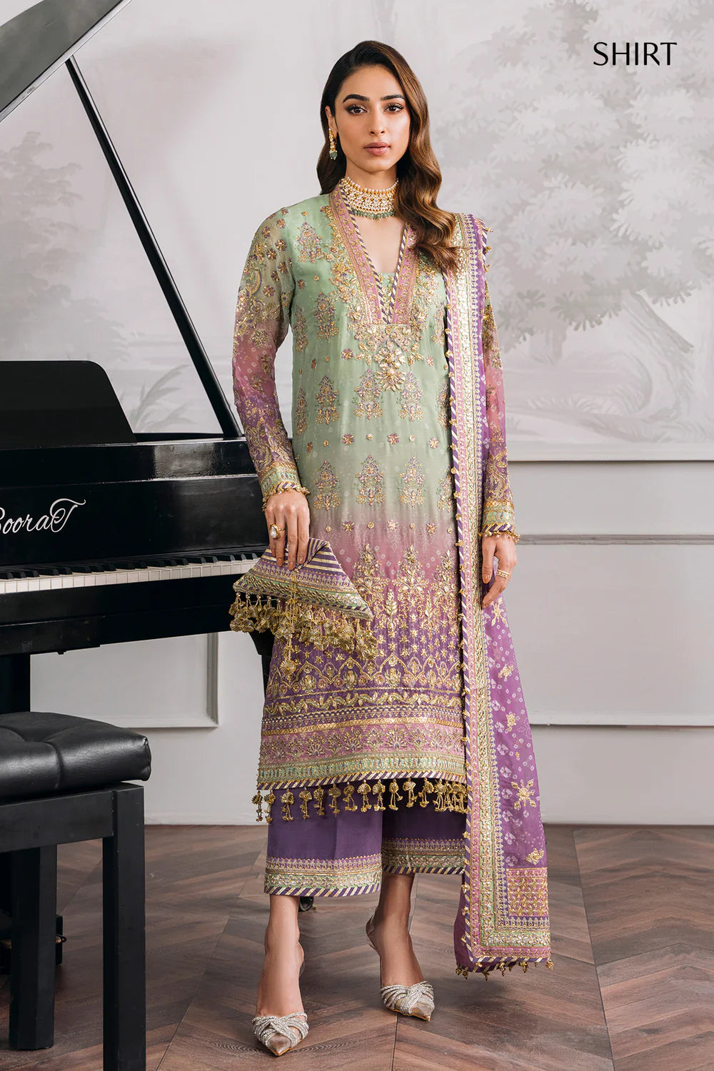 Baroque Chantelle Unstitched 3 Piece Embroidered Chiffon Suit - BQU-CH12-D08 - Luxury Wedding Collection - Brand Mafia by Zonash