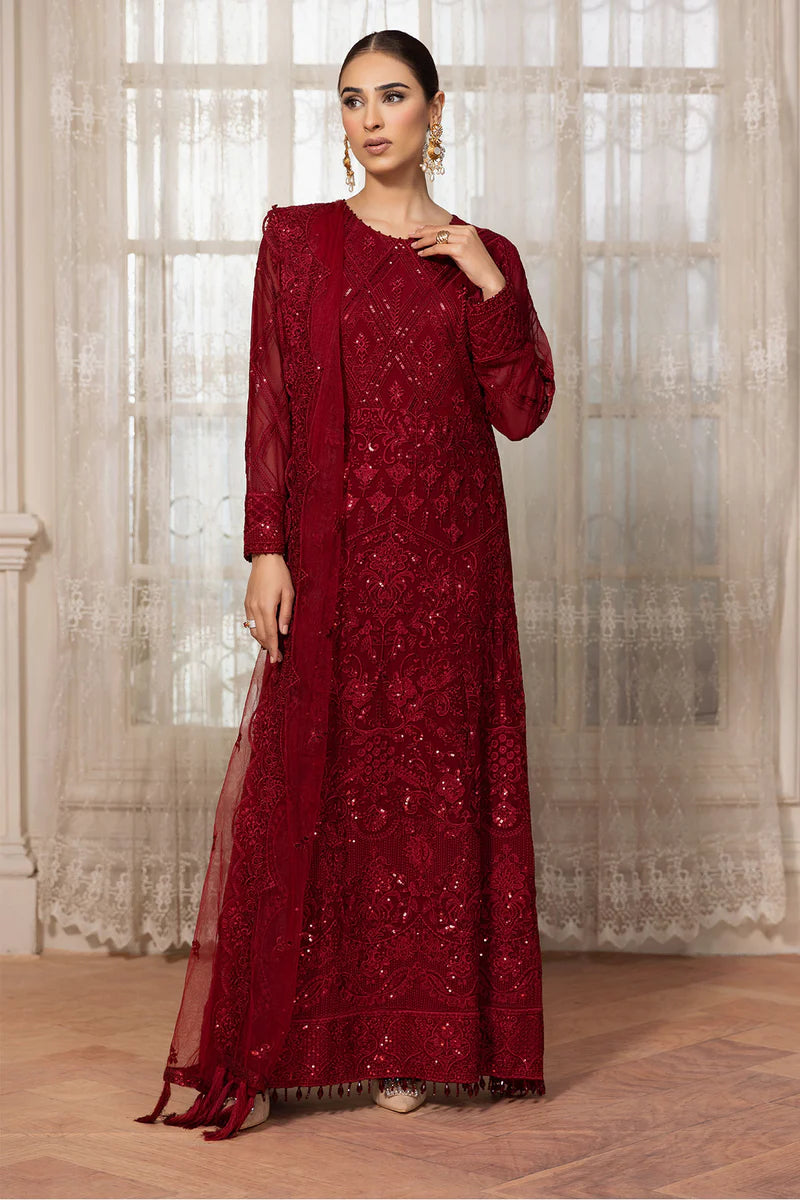 Baroque-FarashaUnstitched2-PieceEmbroideredNetSuit-CERISE-FormalCollection