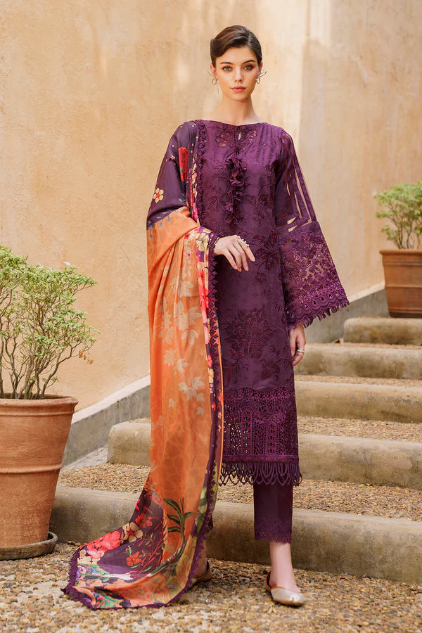 Baroque Unstitched 3 Piece Embroidered Jacquard Lawn Suit BQ24SL D-04 - Summer Collection Brand Mafia by Zonash