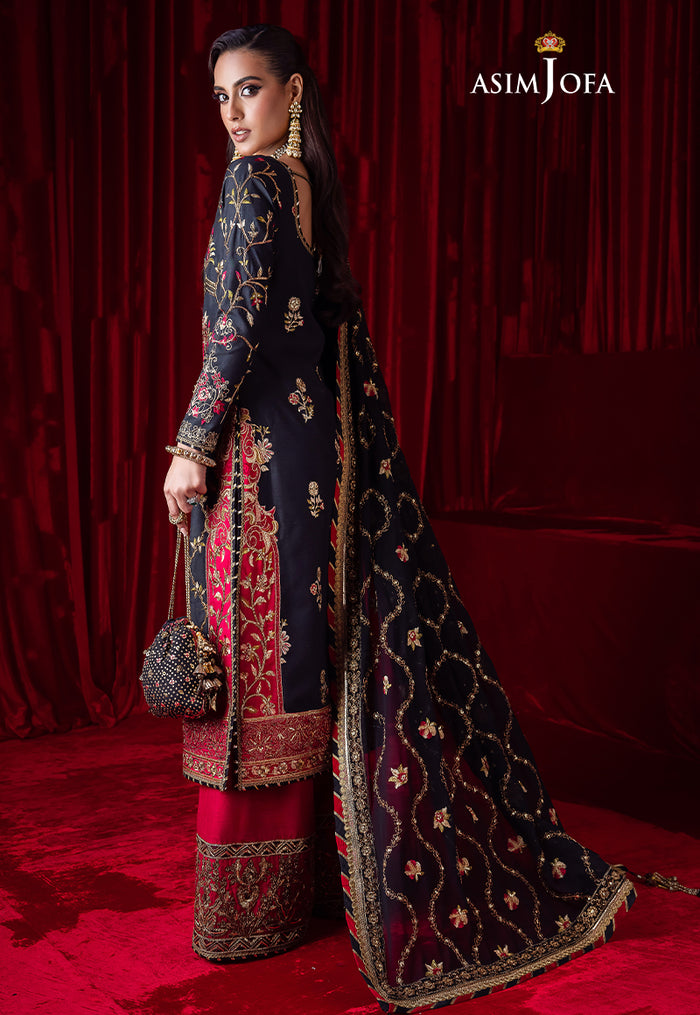 Bekhudi By Asim Jofa Unstitched 3 Piece Embroidered Raw Silk Suit AJ23B AJBK-02 - Luxury Collection Brand Mafia by Zonash