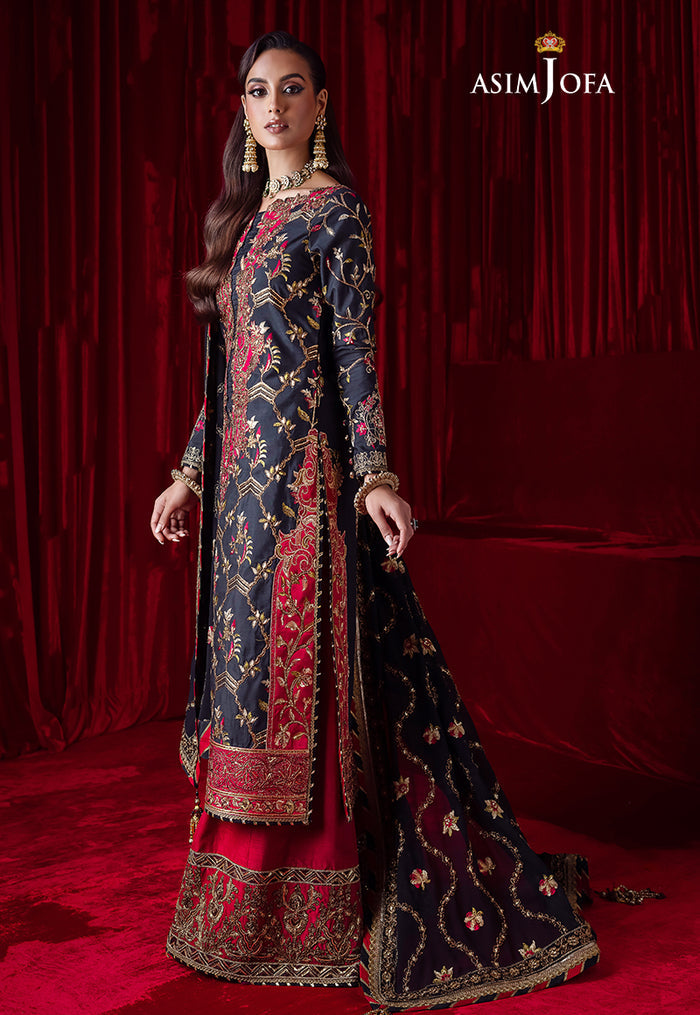 Bekhudi By Asim Jofa Unstitched 3 Piece Embroidered Raw Silk Suit AJ23B AJBK-02 - Luxury Collection Brand Mafia by Zonash