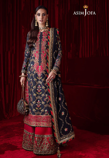 Bekhudi By Asim Jofa Unstitched 3 Piece Embroidered Raw Silk Suit AJ23B AJBK-02 - Luxury Collection Brand Mafia by Zonash